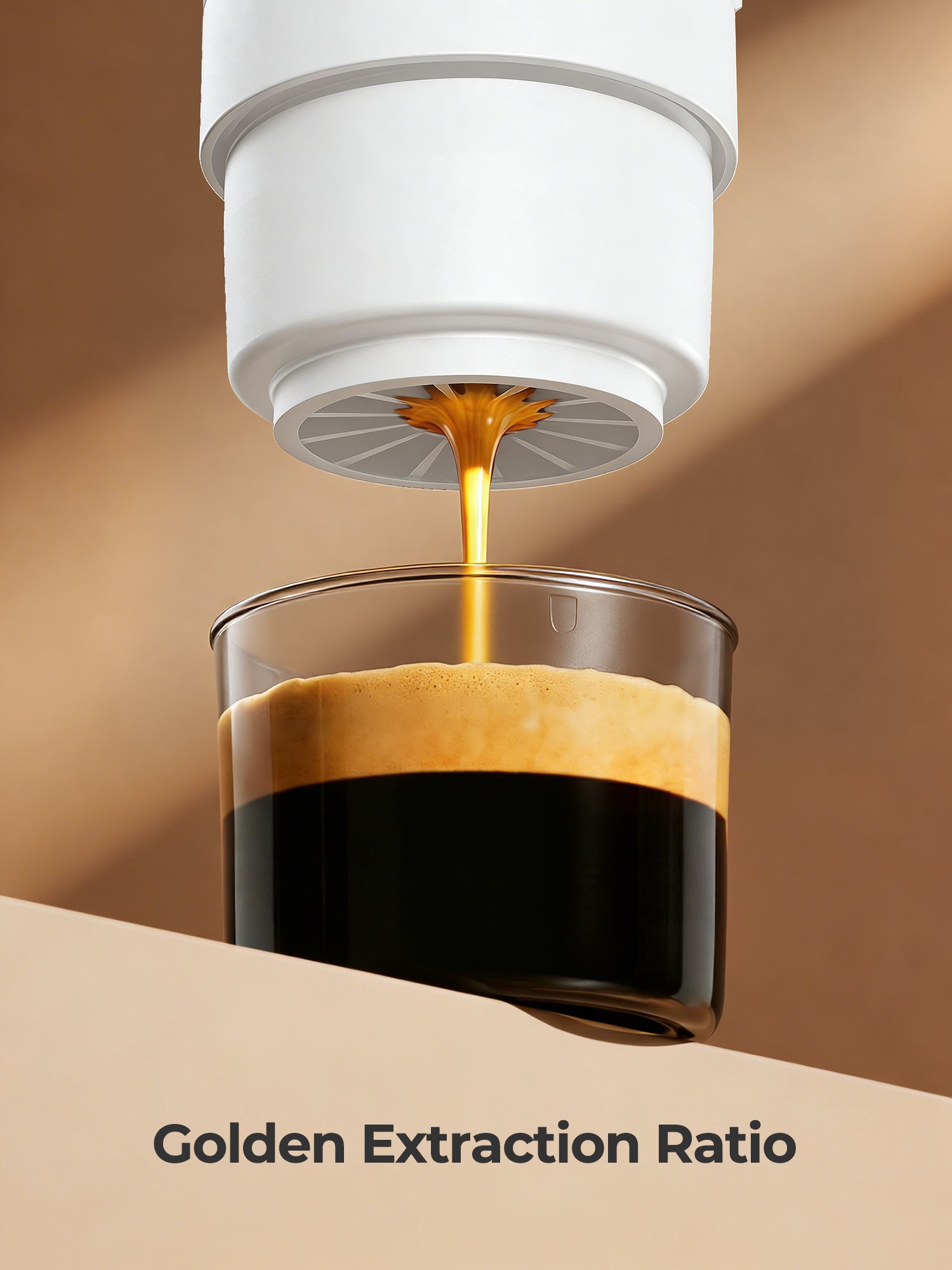 Portable Handheld Electric Espresso Maker brewing coffee to achieve the golden extraction ratio.
