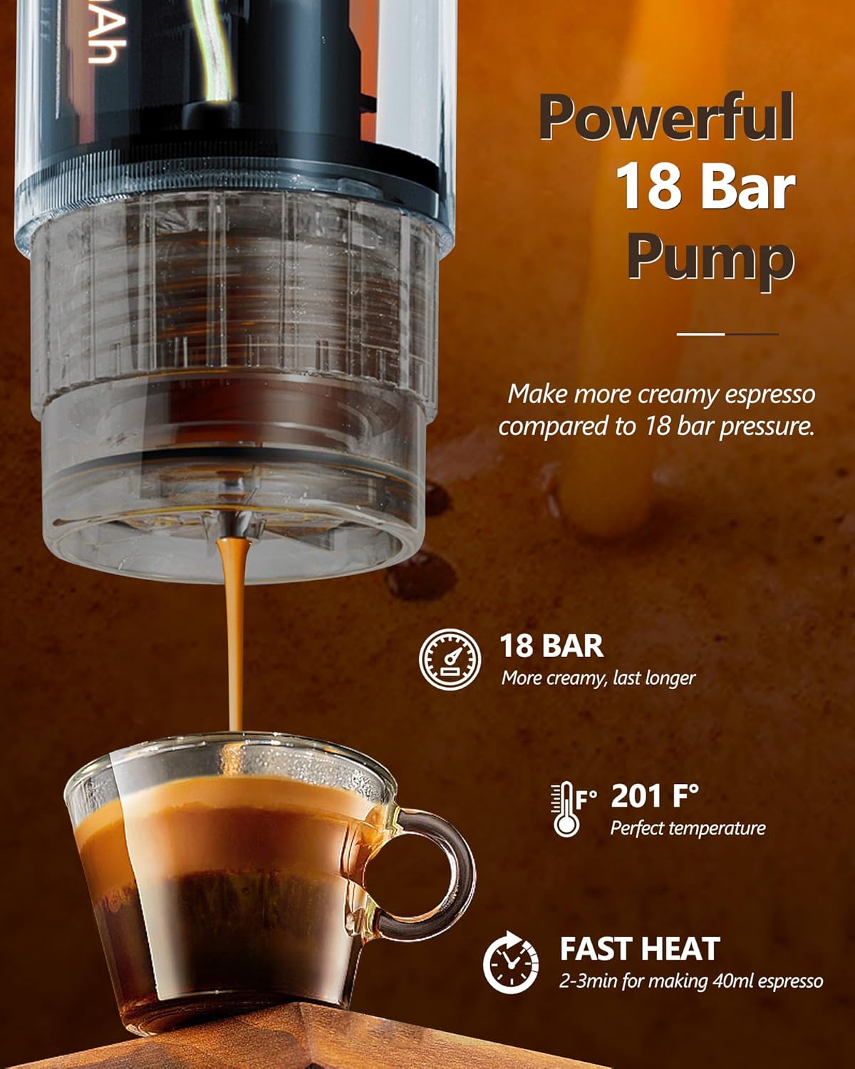 Kit macchina caffè espresso portatile con pompa da 18 bar per un espresso cremoso