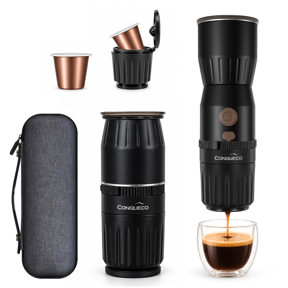 Portable Handheld Electric Espresso Maker for K-Cup Capsule - PCM030K Black