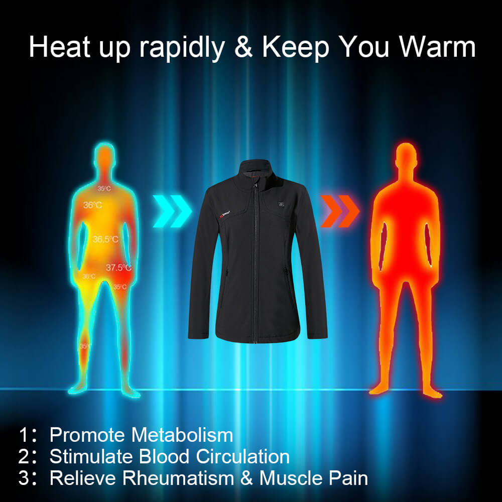 Giacca riscaldante da donna Cappotto riscaldante-Nero