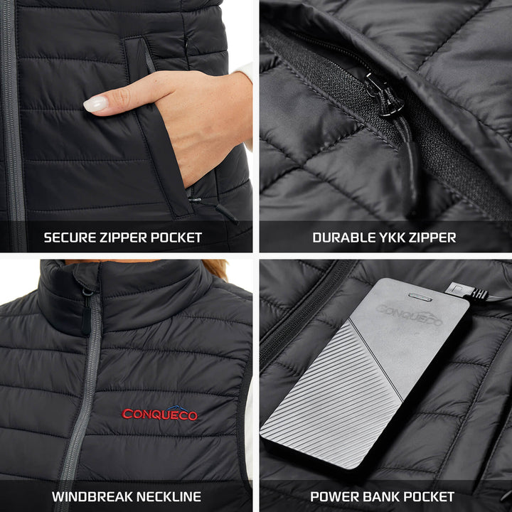 COMV206- Women's Heated Vest Lightweight Slim Fit-Black