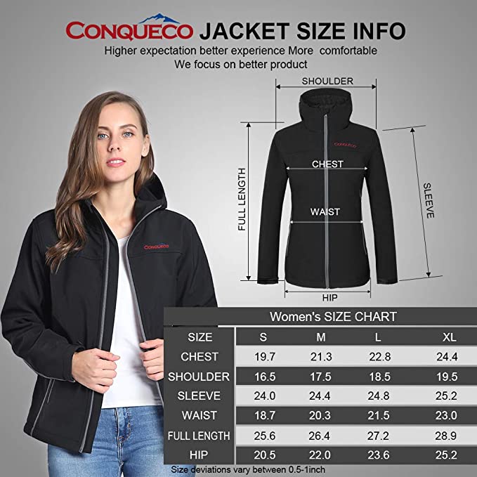 COMJ204- Women's Heated Jacket Shell Soft Waterproof & Windproof-Black