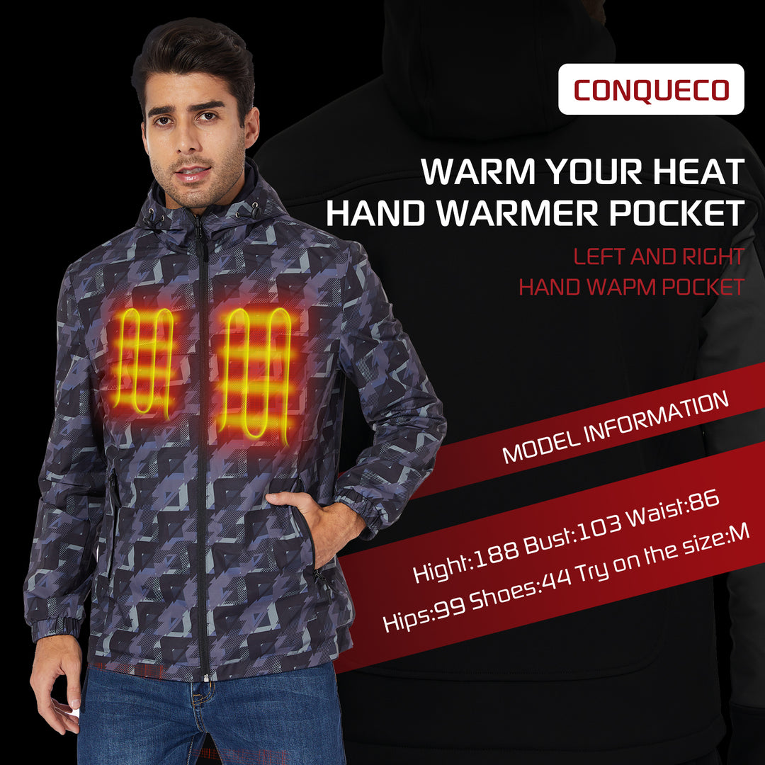 265- Men's Heated Jacket- Nylon Material with Heating Zones at Collar, Chest & Back