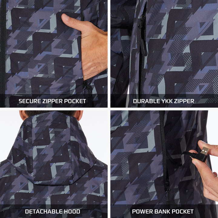 265- Men's Heated Jacket- Nylon Material with Heating Zones at Collar, Chest & Back
