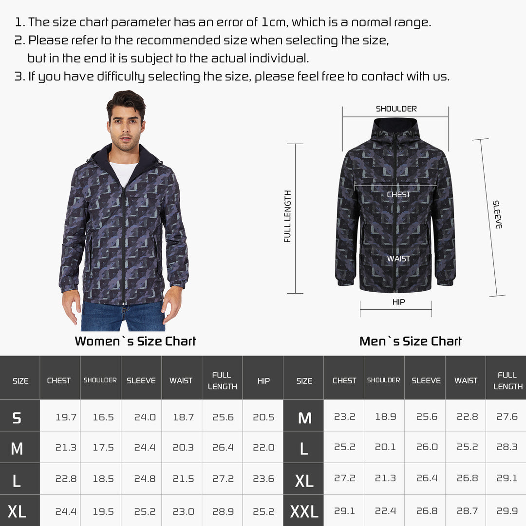 265- Men's Heated Jacket- Nylon Material with Heating Zones at Collar, Chest & Back