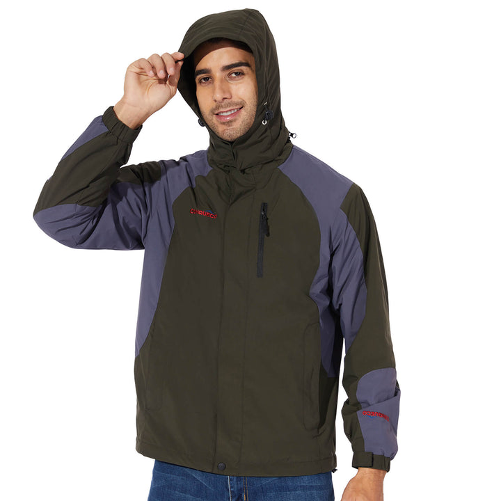 Men's Heated Outdoor Soft Shell Jacket-Dark Green