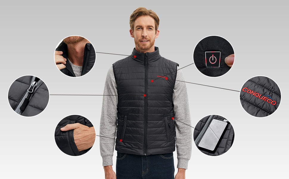 Conqueco men heated vest in winter