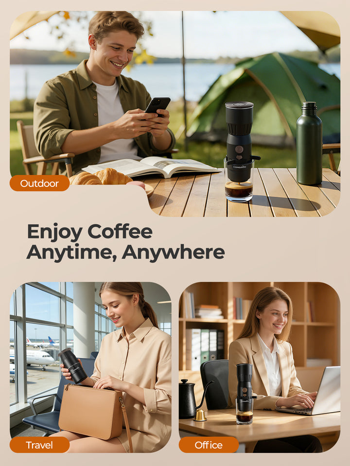 Portable Handheld Electric Espresso Maker for Capsule & Ground Coffee- PCM030 Black