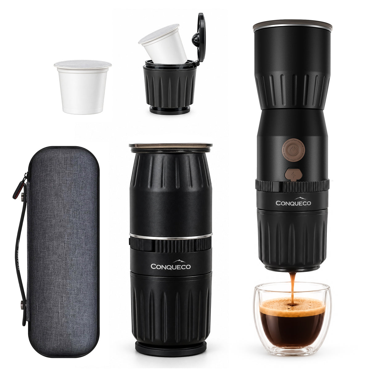 Portable Handheld Electric Espresso Maker for K-Cup Capsule - PCM030K Black