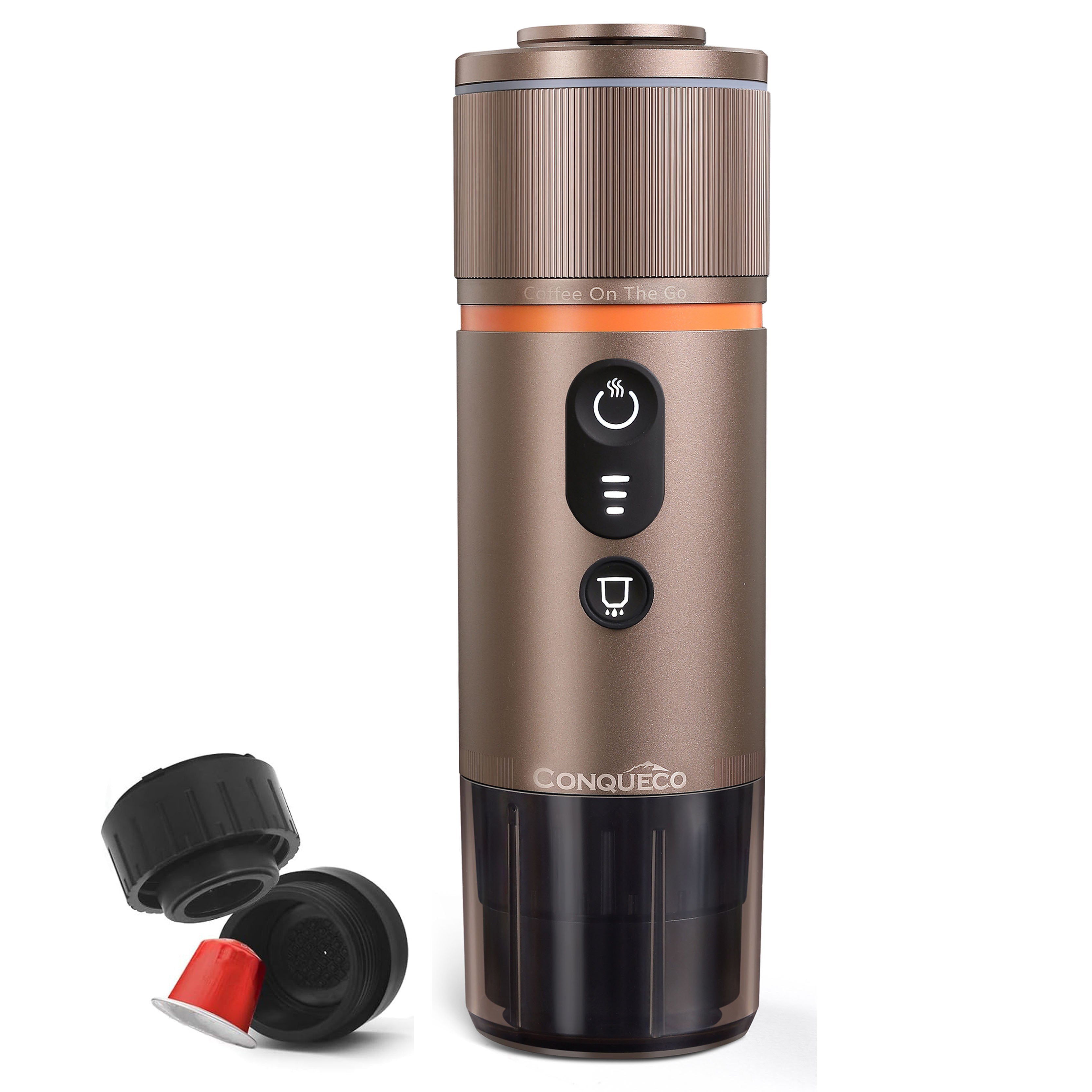 Tragbare Espressomaschine 12V Akku Silber – Auto & Camping Coffee Capsules / Brown