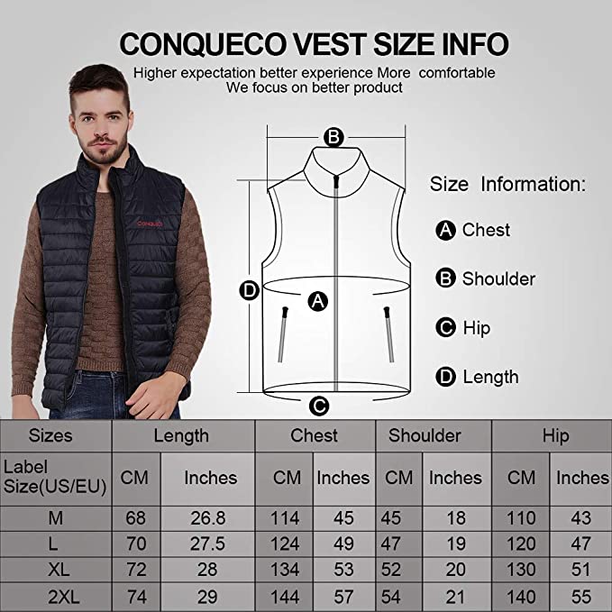 Men's Heated Vest Lightweight Slim Fit-Black